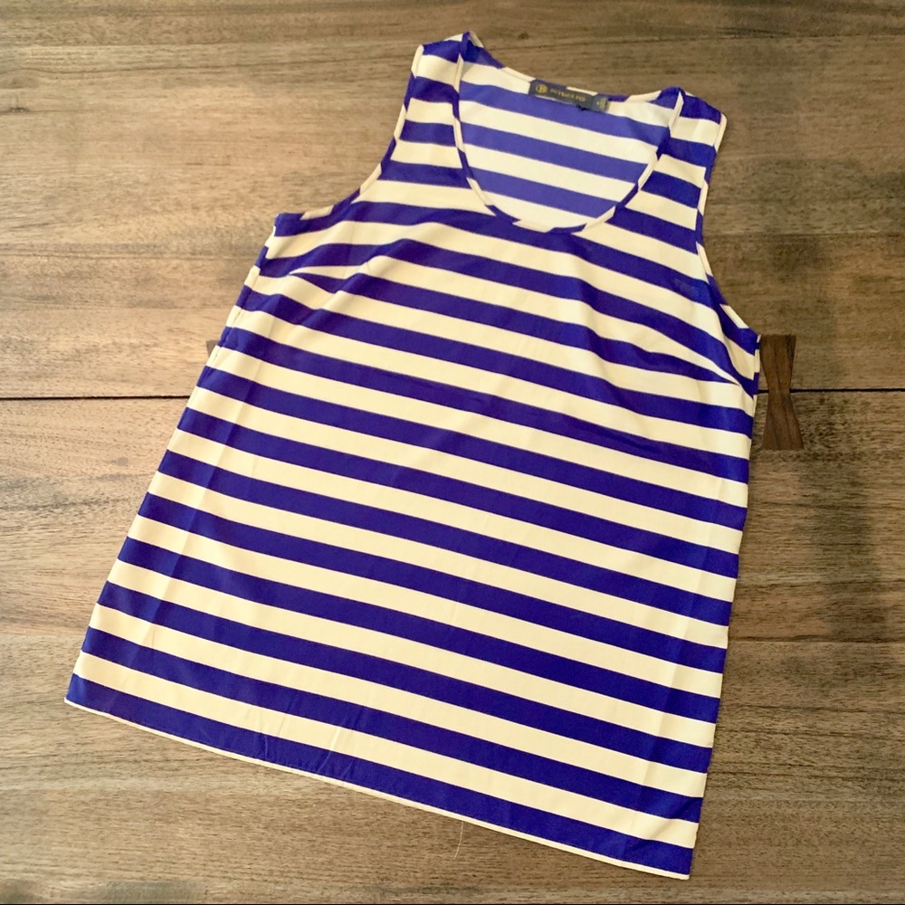 Navy and Tan Striped Tank Top